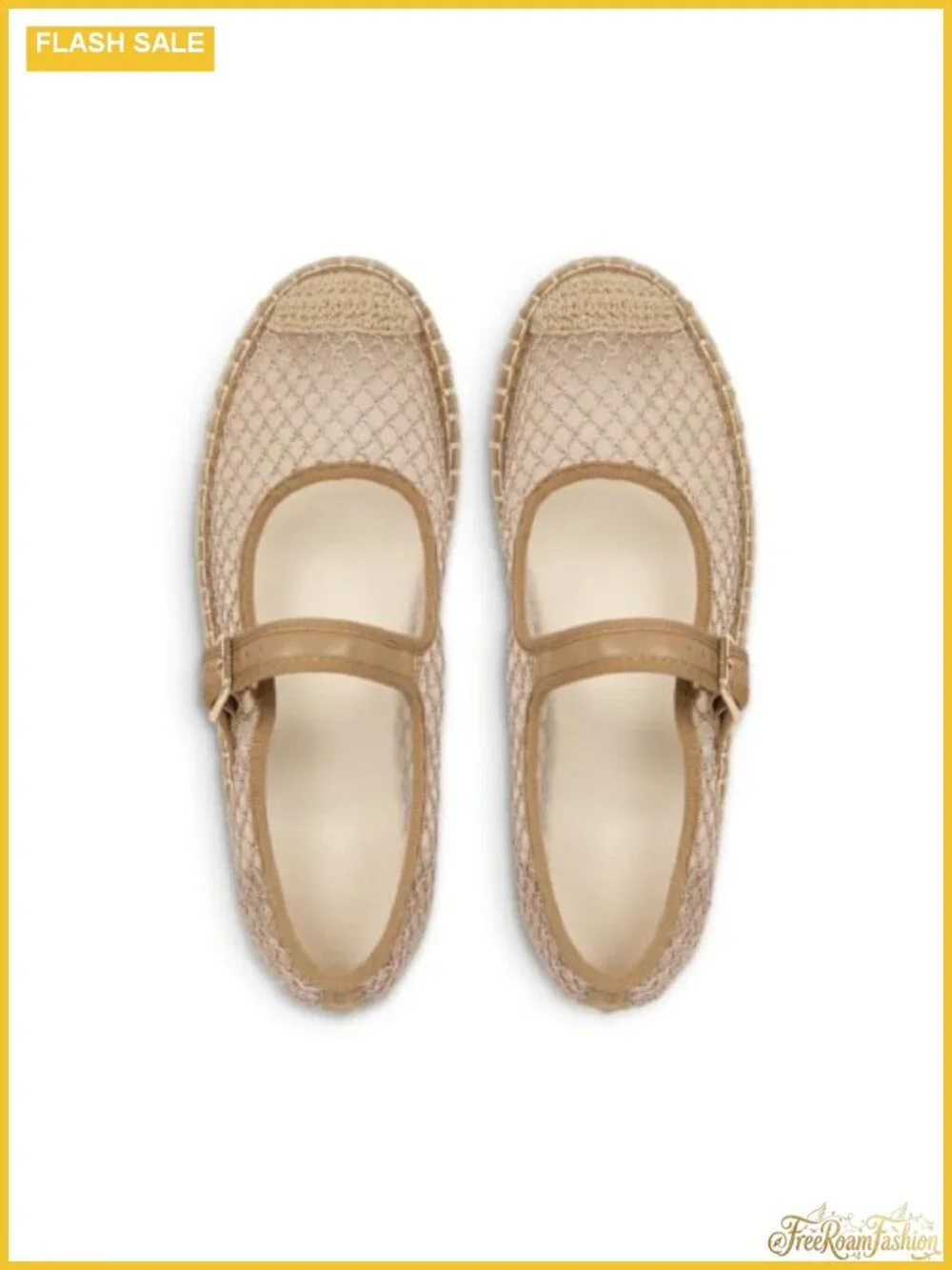 Mary Jane Espadrilles Round Toe Platform Flats with Buckle